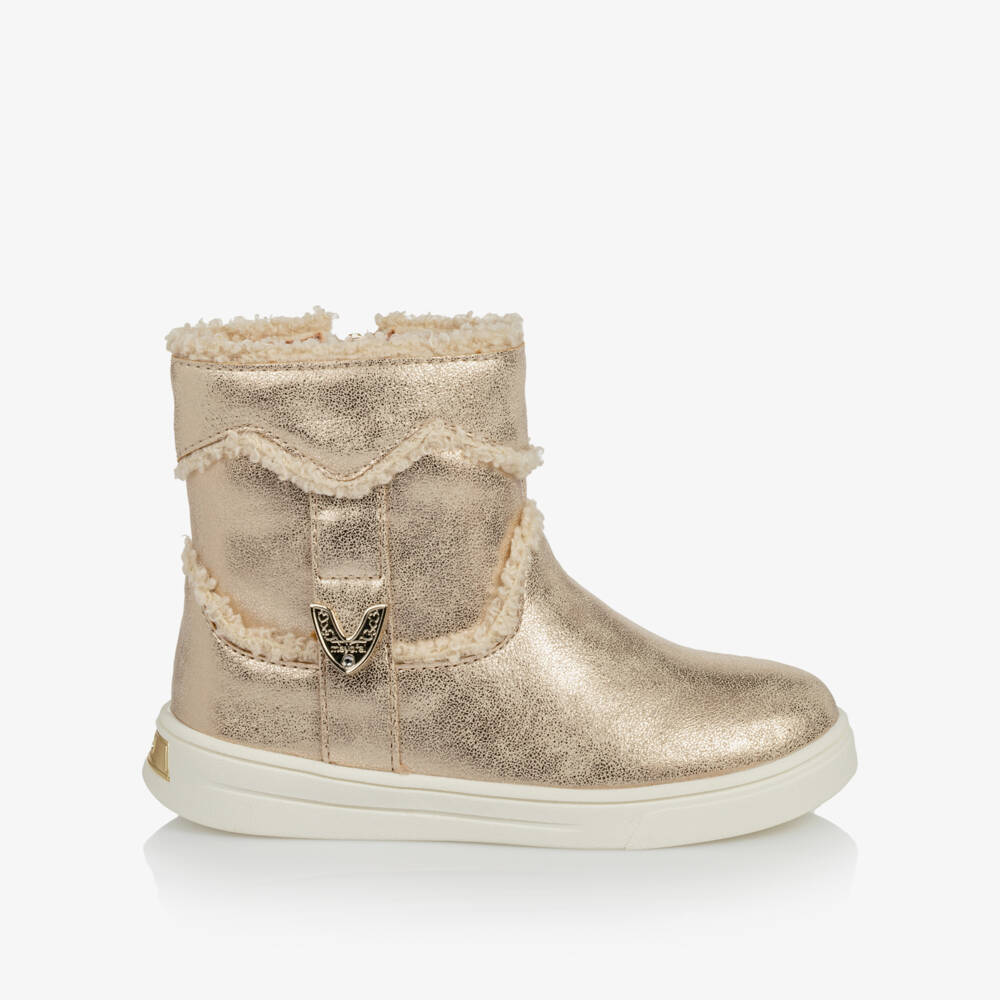 Mayoral-Girls Shimmery Gold Faux Leather Ankle Boots | Childrensalon