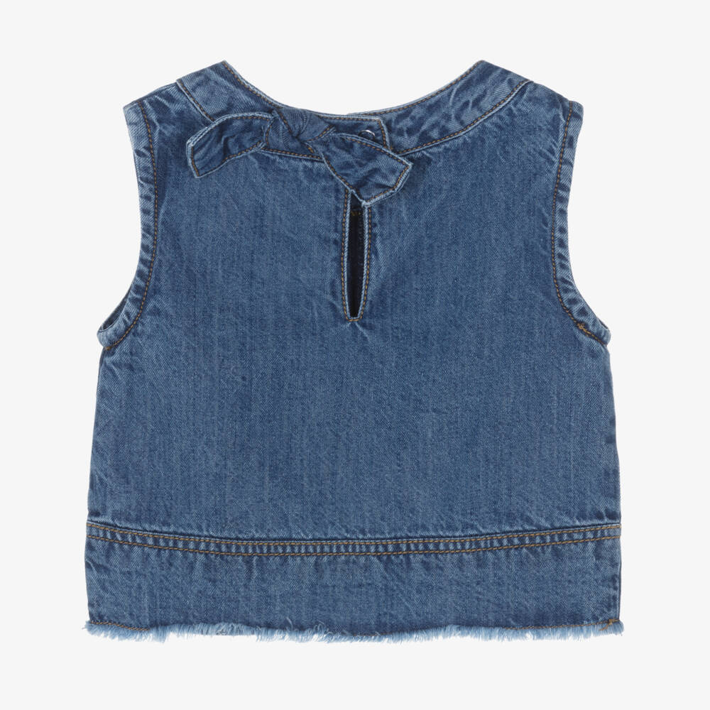 Mayoral-Girls Sleeveless Denim Top with Back Bow | Childrensalon