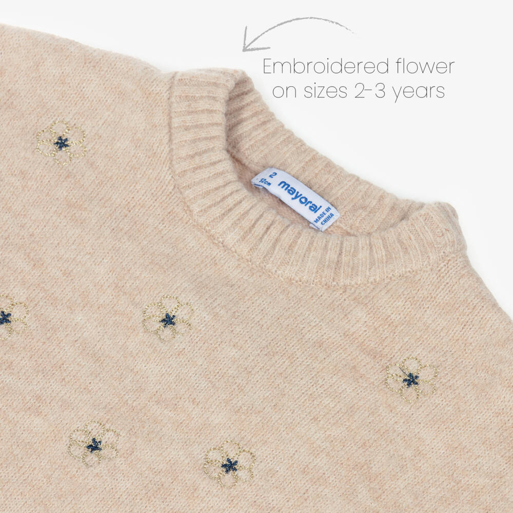 Mayoral-Комплект c платьем бежево-синий с пайетками для девочек | Childrensalon