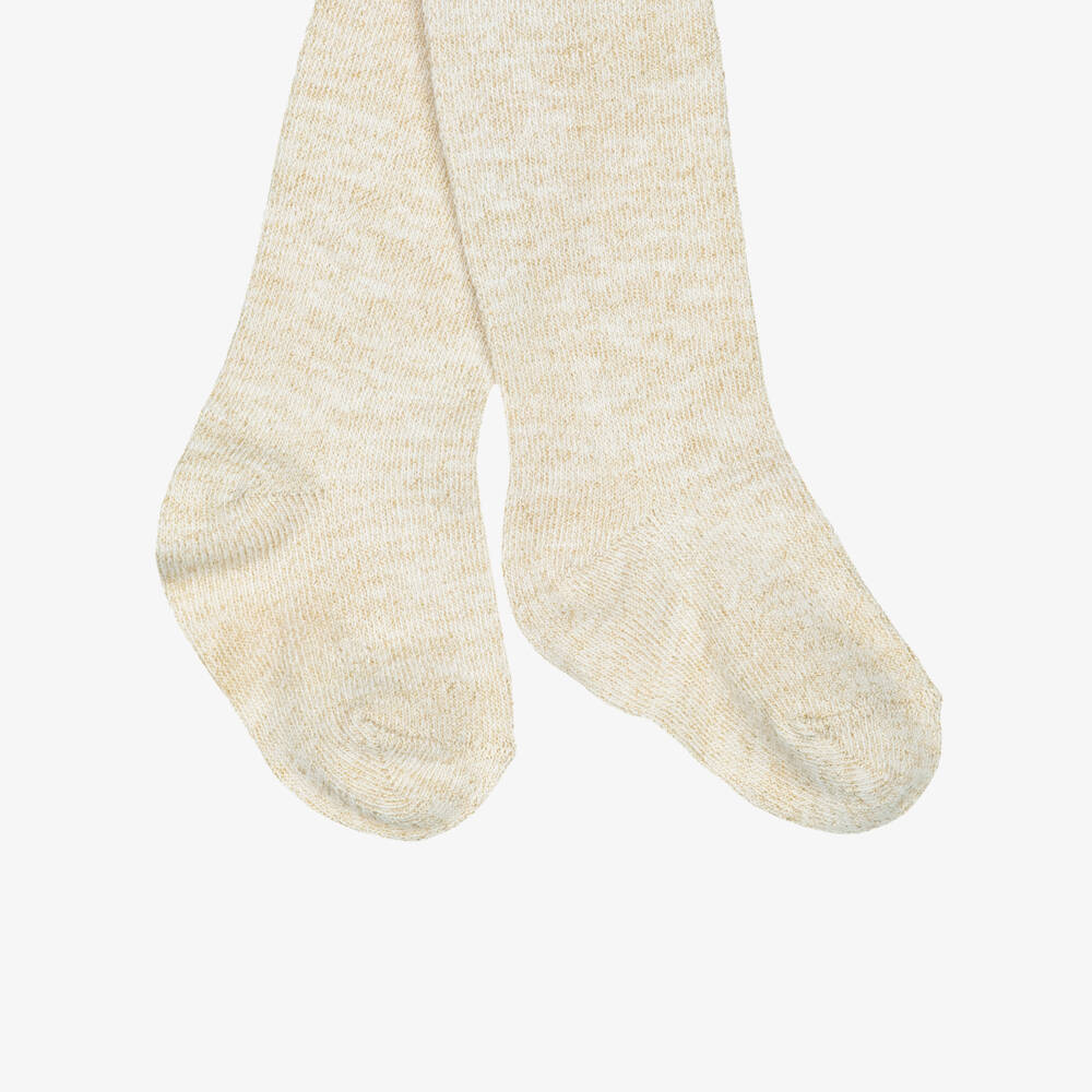 Mayoral-Girls Sparkly Gold Lurex Tights | Childrensalon