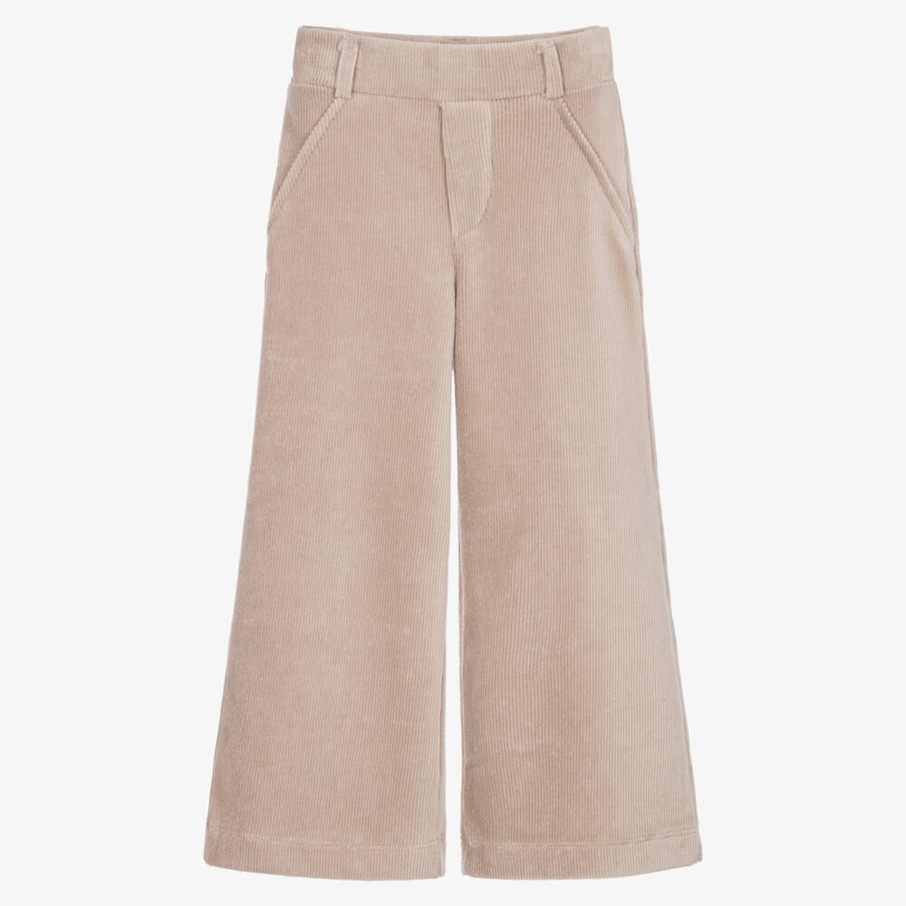 Mayoral-Girls Taupe Beige Corduroy Trousers | Childrensalon