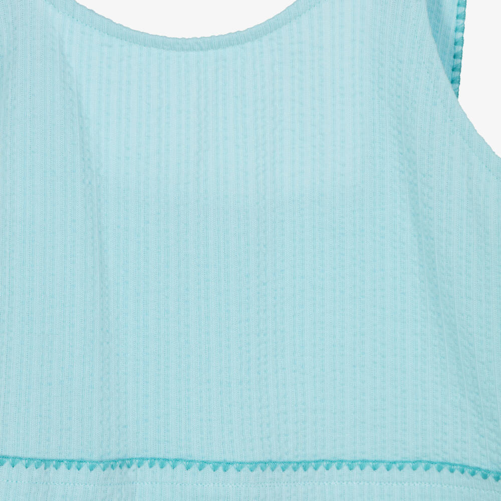 Mayoral-Girls Turquoise Blue Cotton Jersey Shorts Set | Childrensalon