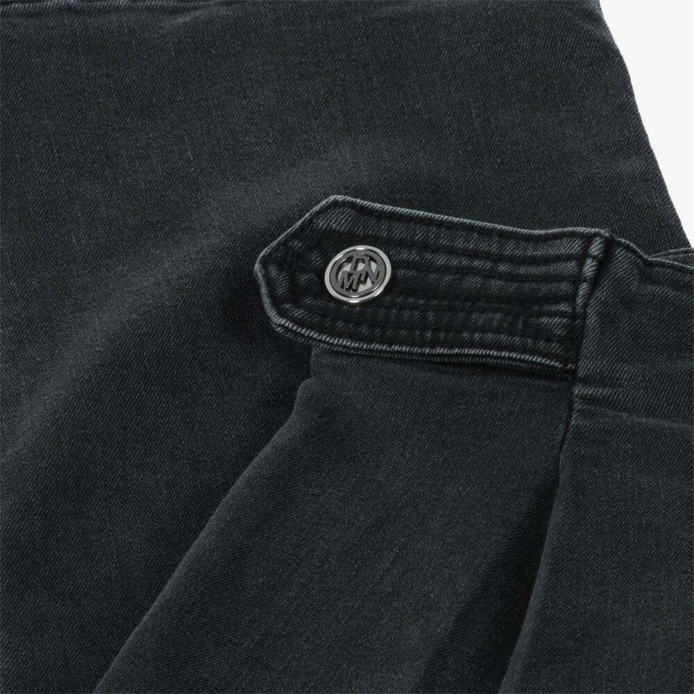 Mayoral-Girls Washed Black Denim Wide Leg Jeans | Childrensalon