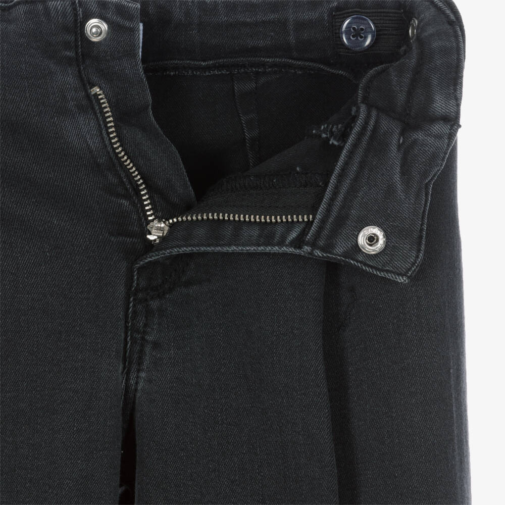 Mayoral-Girls Washed Black Denim Wide Leg Jeans | Childrensalon
