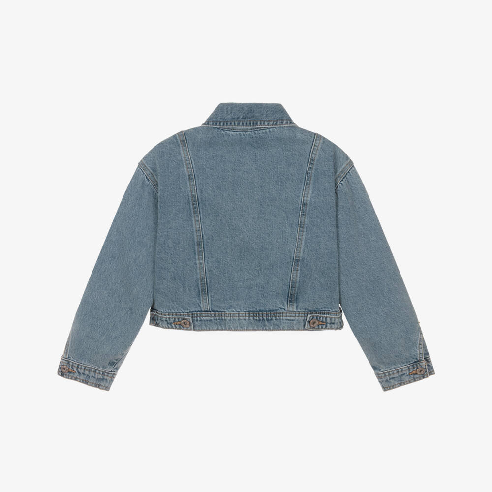 Mayoral-Girls Washed Blue Denim Jacket | Childrensalon