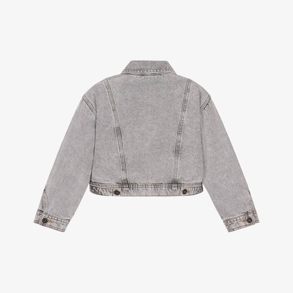 Mayoral-Girls Washed Grey Denim Jacket | Childrensalon