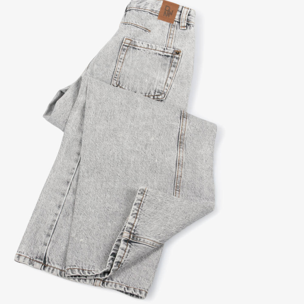 Mayoral-Girls Washed Grey Denim Wide Leg Jeans | Childrensalon