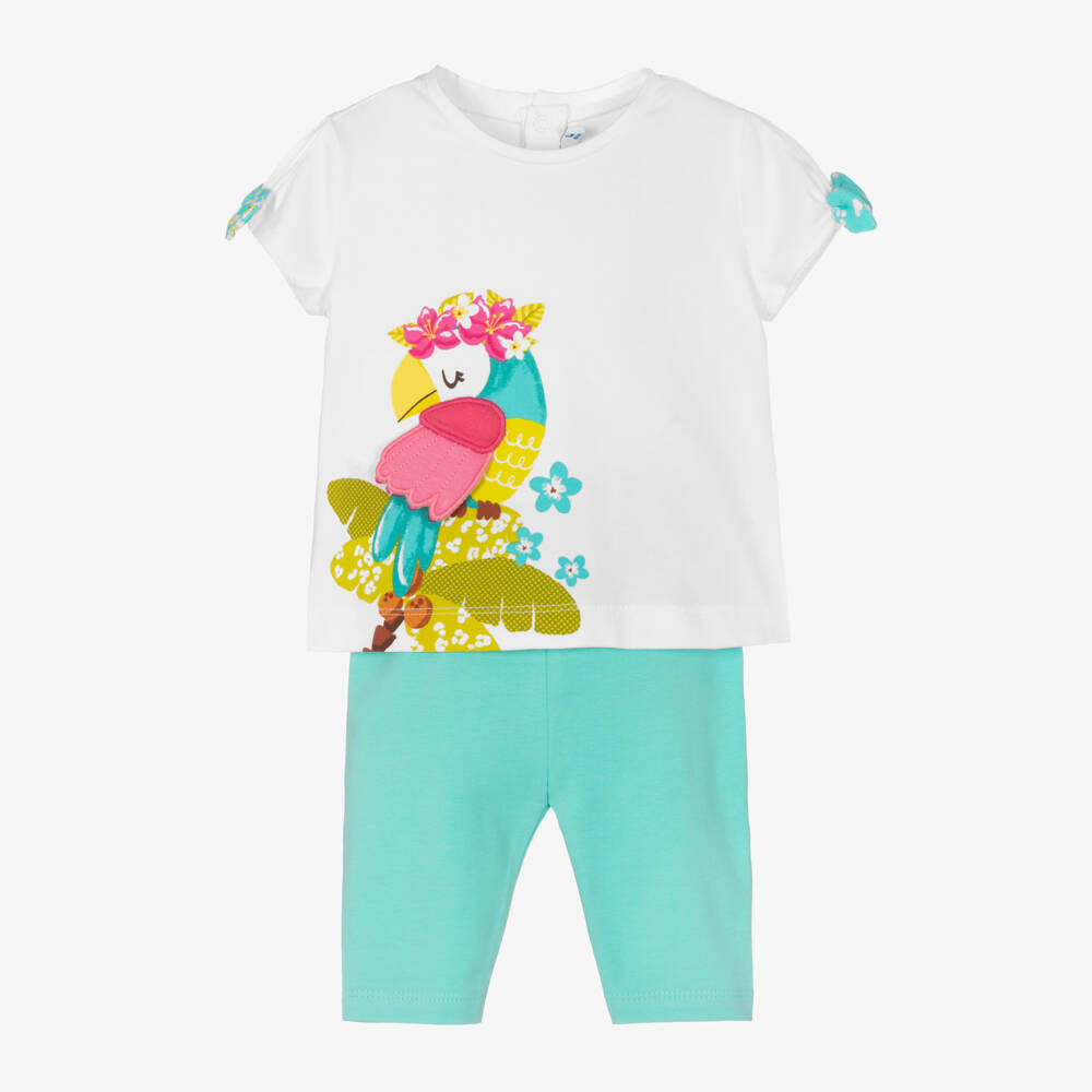 Mayoral Aqua Cotton & Velour Leggings Set