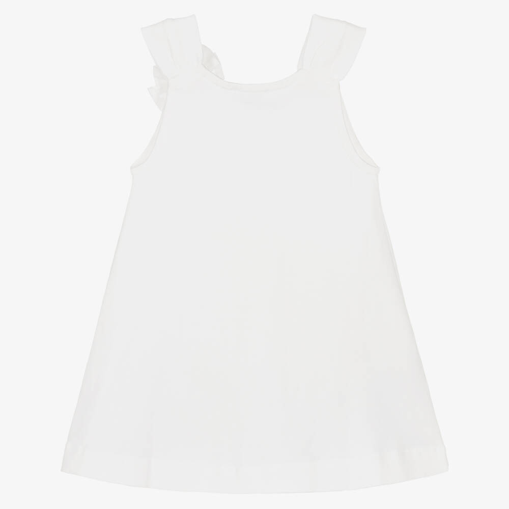 Mayoral-Girls White Cotton Jersey Flower & Bee Dress | Childrensalon