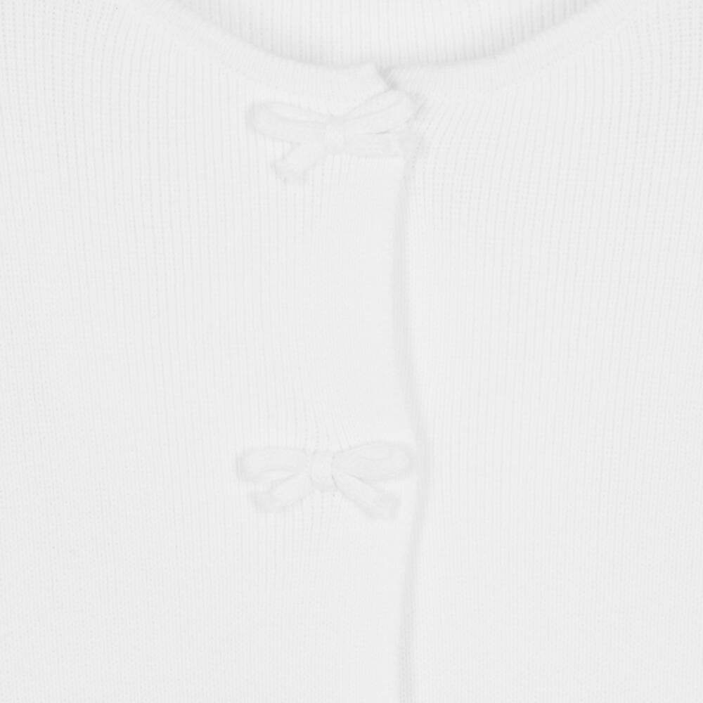 Mayoral-Girls White Cotton Knit Cardigan with Bows | Childrensalon