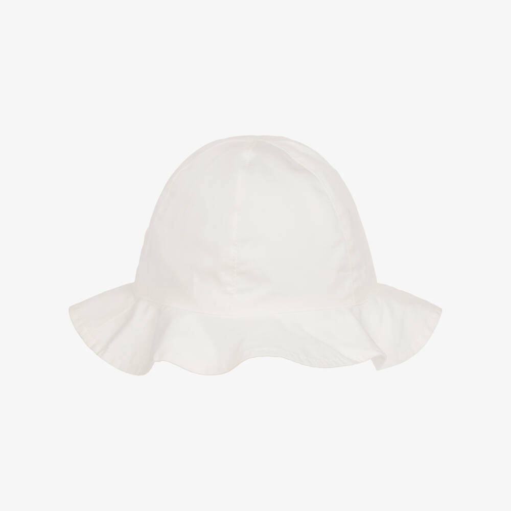 Mayoral-Girls White Cotton Sun Hat with Bow | Childrensalon
