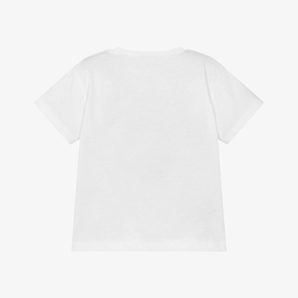 Mayoral-Girls White Cotton T-Shirt with Girl Motif | Childrensalon