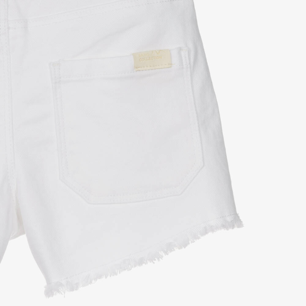 Mayoral-Girls White Denim Shorts with Frayed Trims | Childrensalon