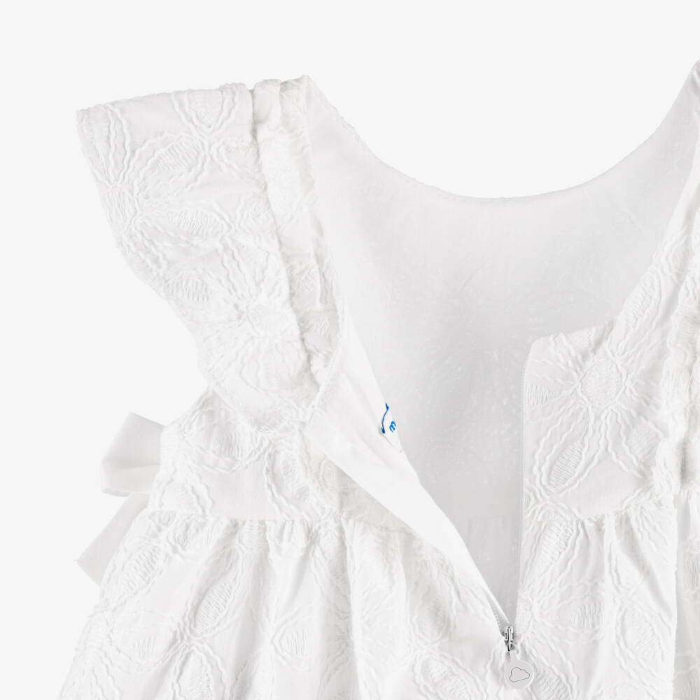 Mayoral-Girls White Embroidered Floral Cotton Dress | Childrensalon