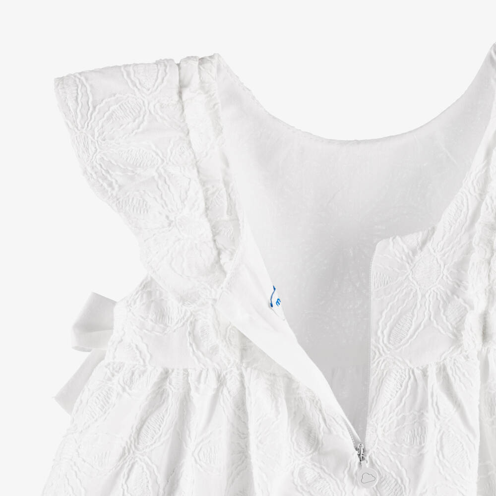 Mayoral-Girls White Embroidered Floral Cotton Dress | Childrensalon