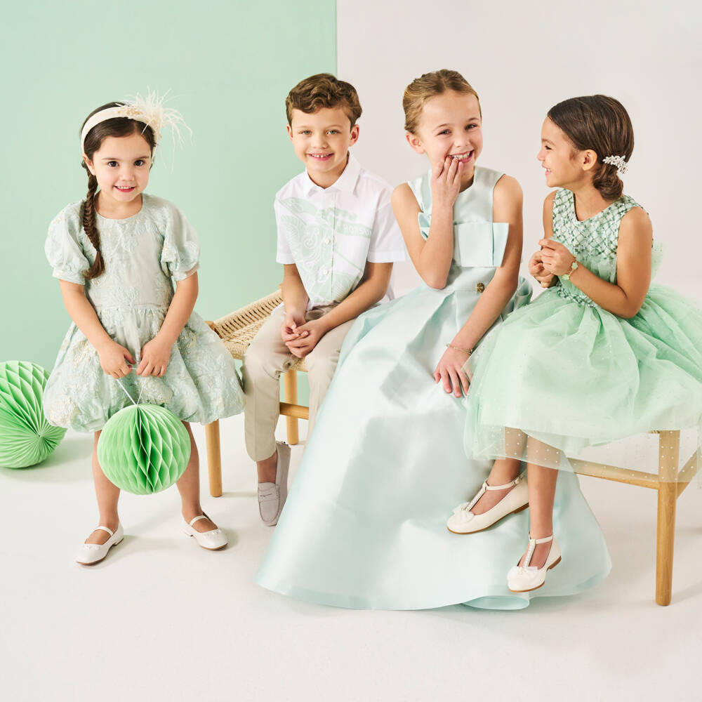 Mayoral-Girls White Faux Leather Flower Pumps | Childrensalon