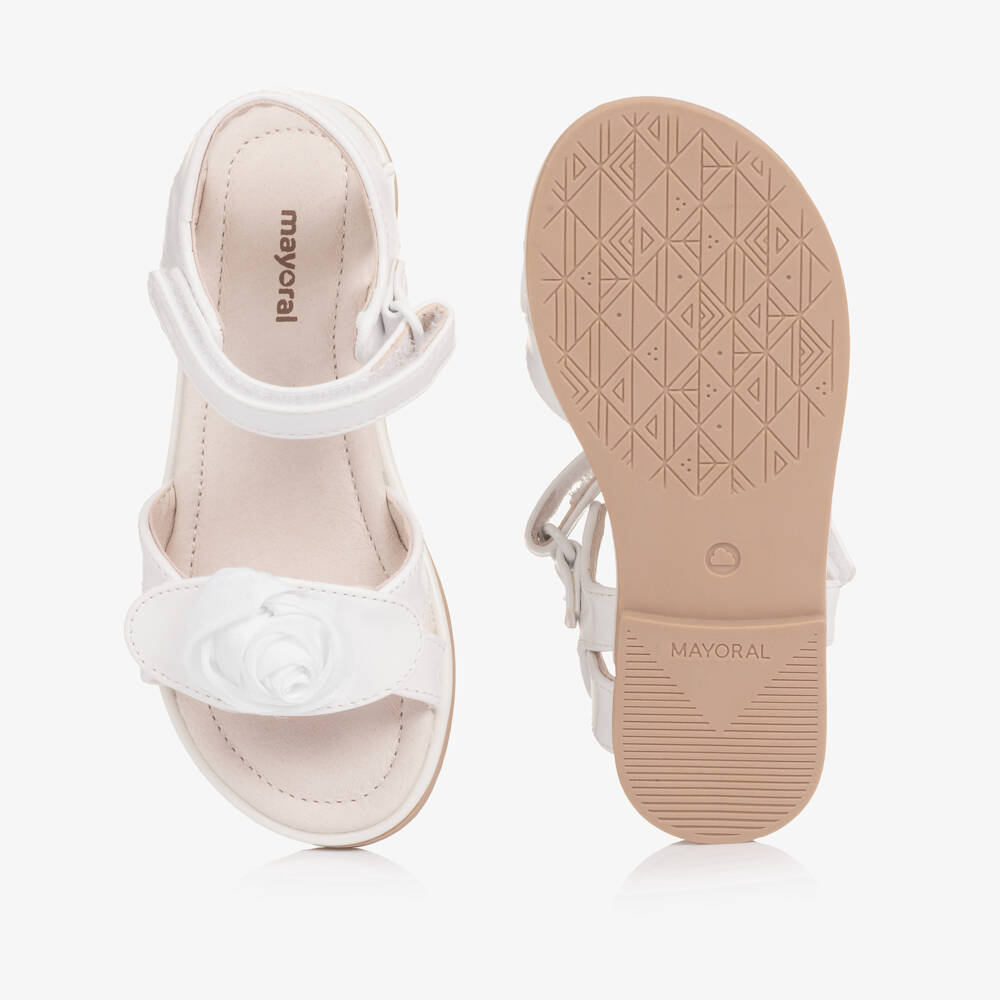 Mayoral-صندل بوردة جلد صناعي لون أبيض للبنات | Childrensalon