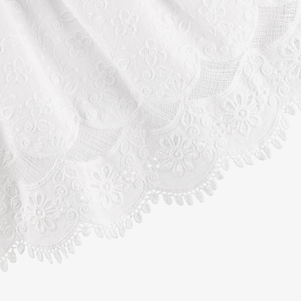 Mayoral-فستان مزين بالدانتيل لون أبيض للبنات | Childrensalon