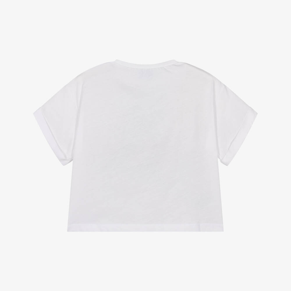 Mayoral-Girls White Flower Print Cotton Jersey T-Shirt | Childrensalon