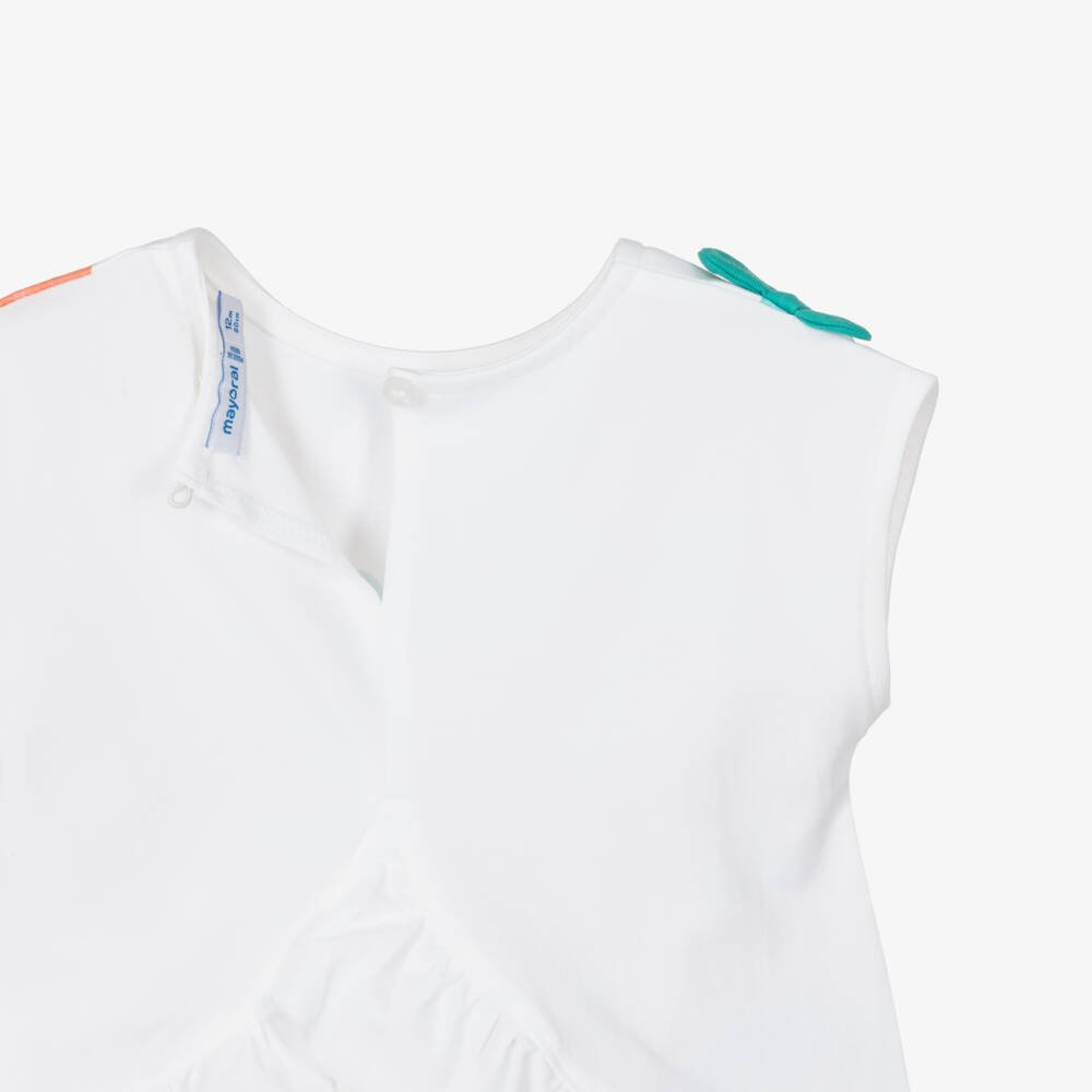 Mayoral-Girls White & Green Cotton Jersey Fruit Print Shorts Set | Childrensalon