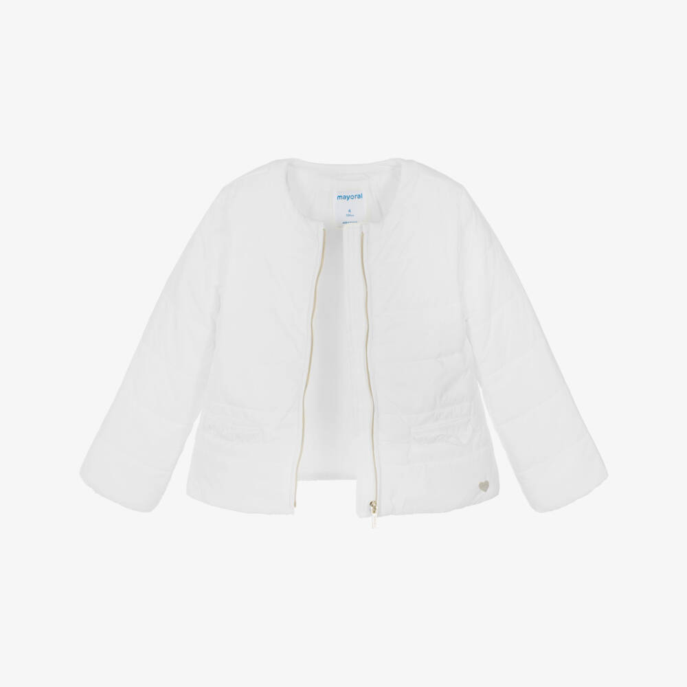 Mayoral-Girls White Padded Jacket | Childrensalon