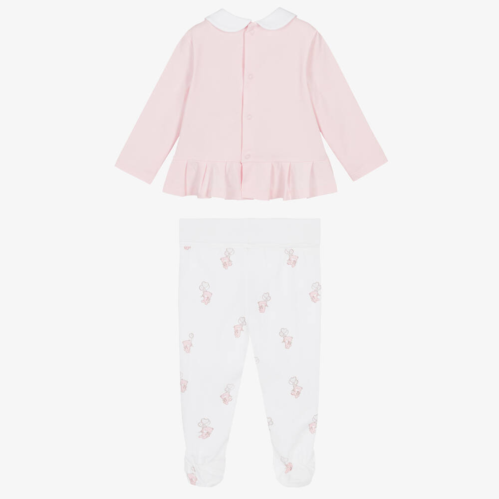 Mayoral Для новорожденных-Girls White & Pink Cotton 2 Piece Babygrow | Childrensalon