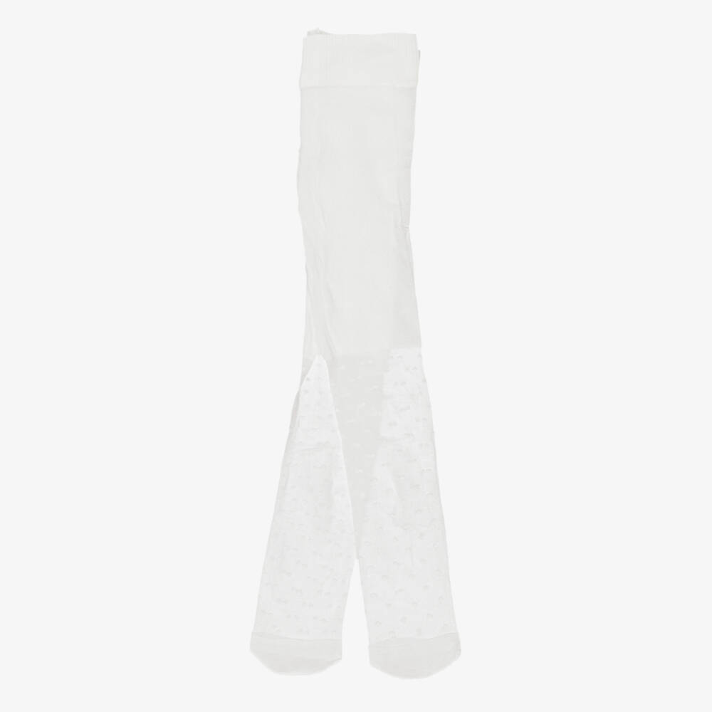Mayoral-Girls White Sheer Dot Tights | Childrensalon