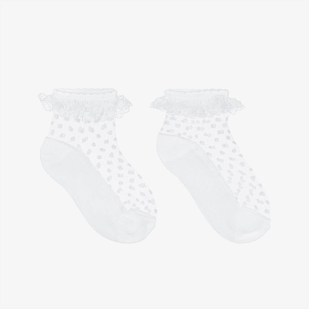 Mayoral-Girls White Tulle Socks with Ruffles | Childrensalon