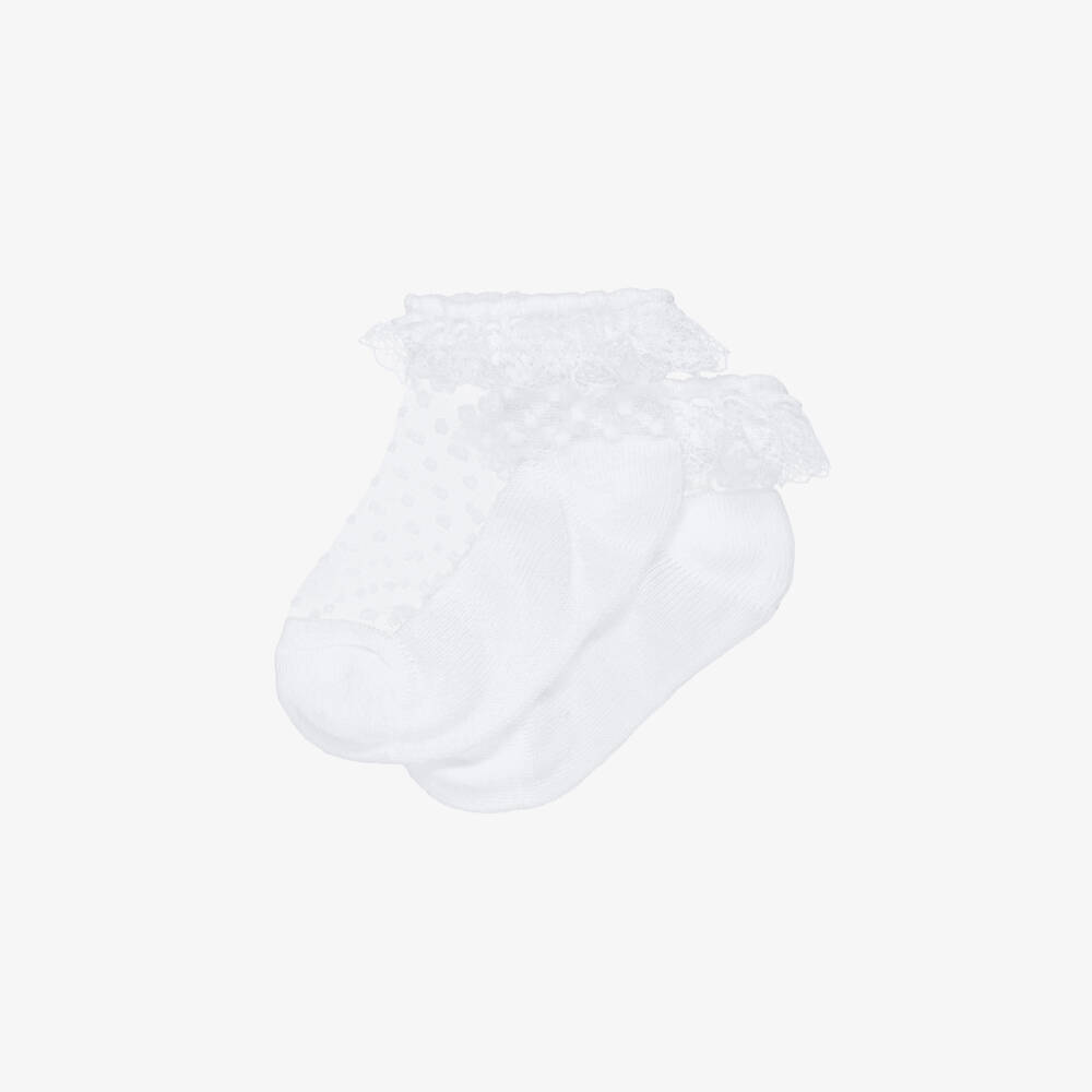 Mayoral-Girls White Tulle Socks with Ruffles | Childrensalon