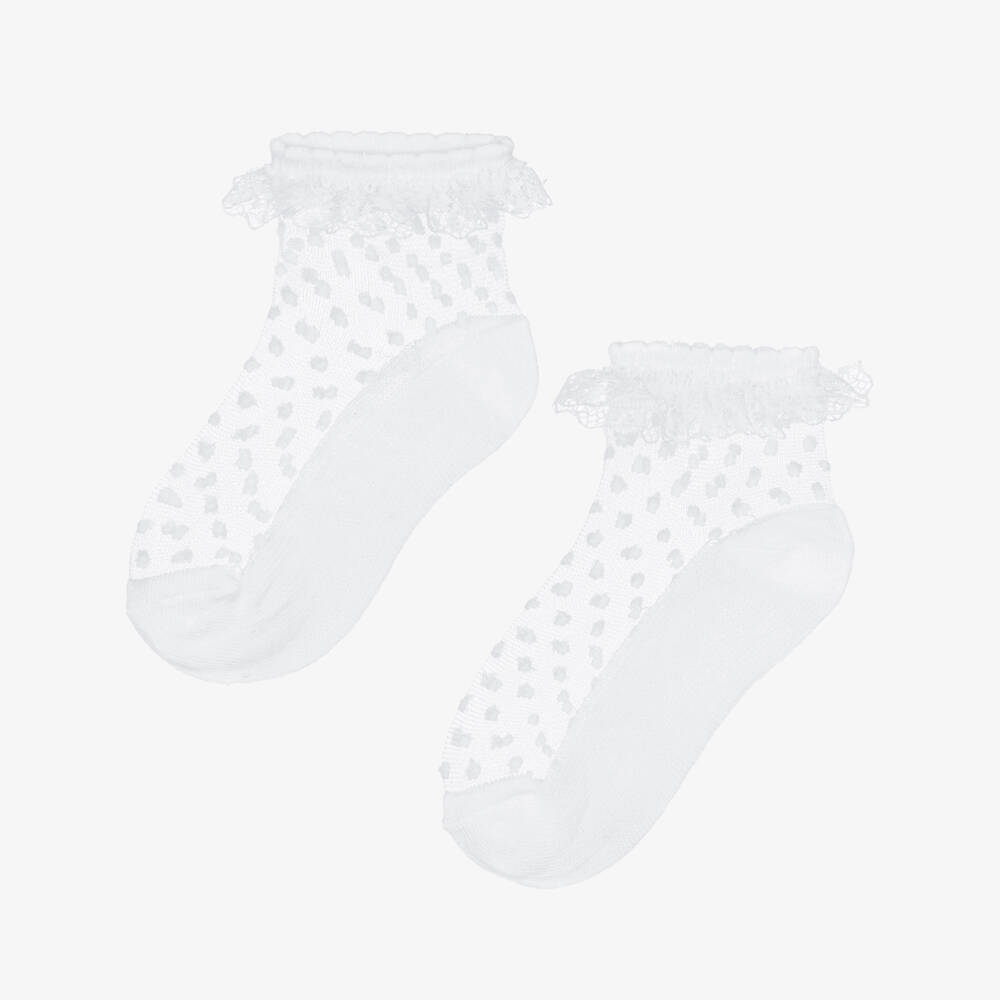 Mayoral-Girls White Tulle Socks with Ruffles | Childrensalon
