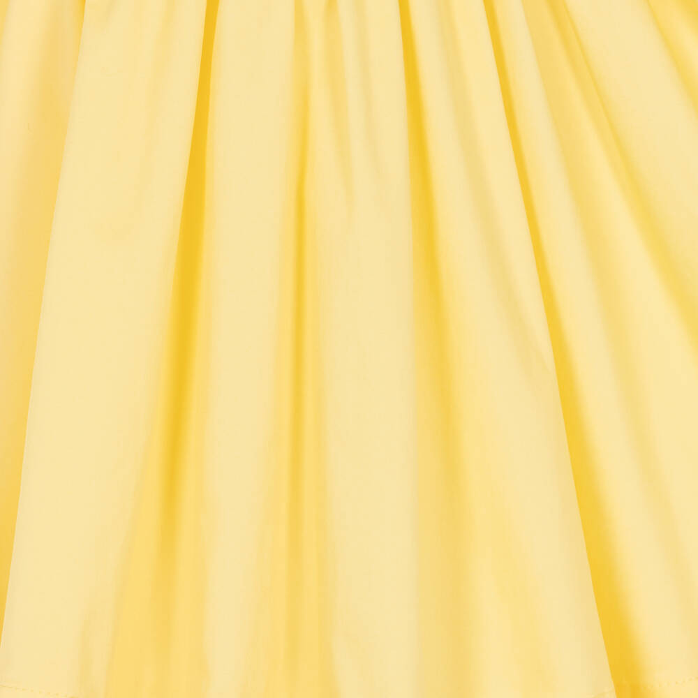 Mayoral-Girls Yellow Cotton Dress with Lace Trim | Childrensalon