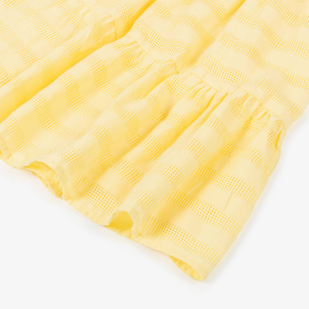 Mayoral-Girls Yellow Cotton Dress with Shirred Detail | Childrensalon