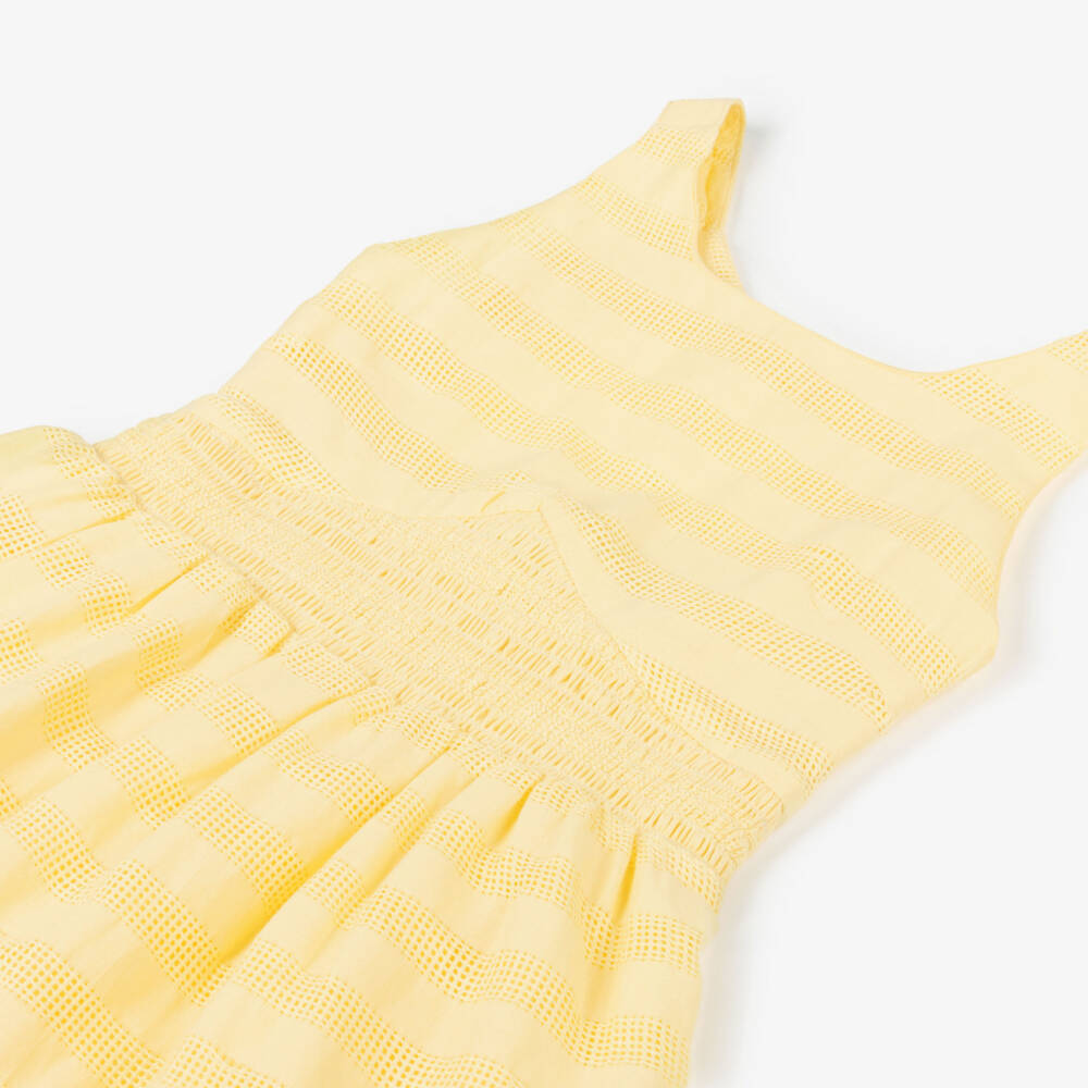 Mayoral-Girls Yellow Cotton Dress with Shirred Detail | Childrensalon