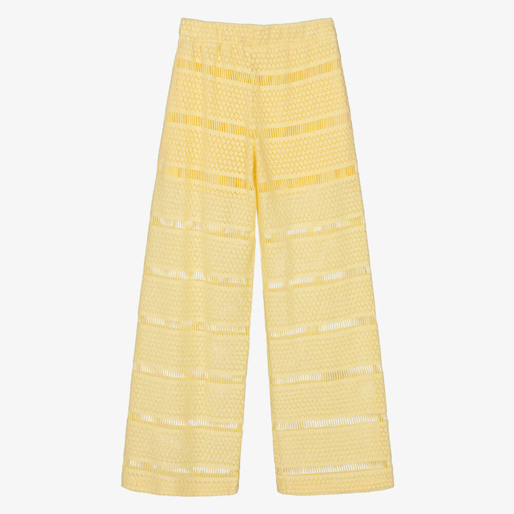 Mayoral-بنطلون كروشيه مقلم لون أصفر للبنات | Childrensalon