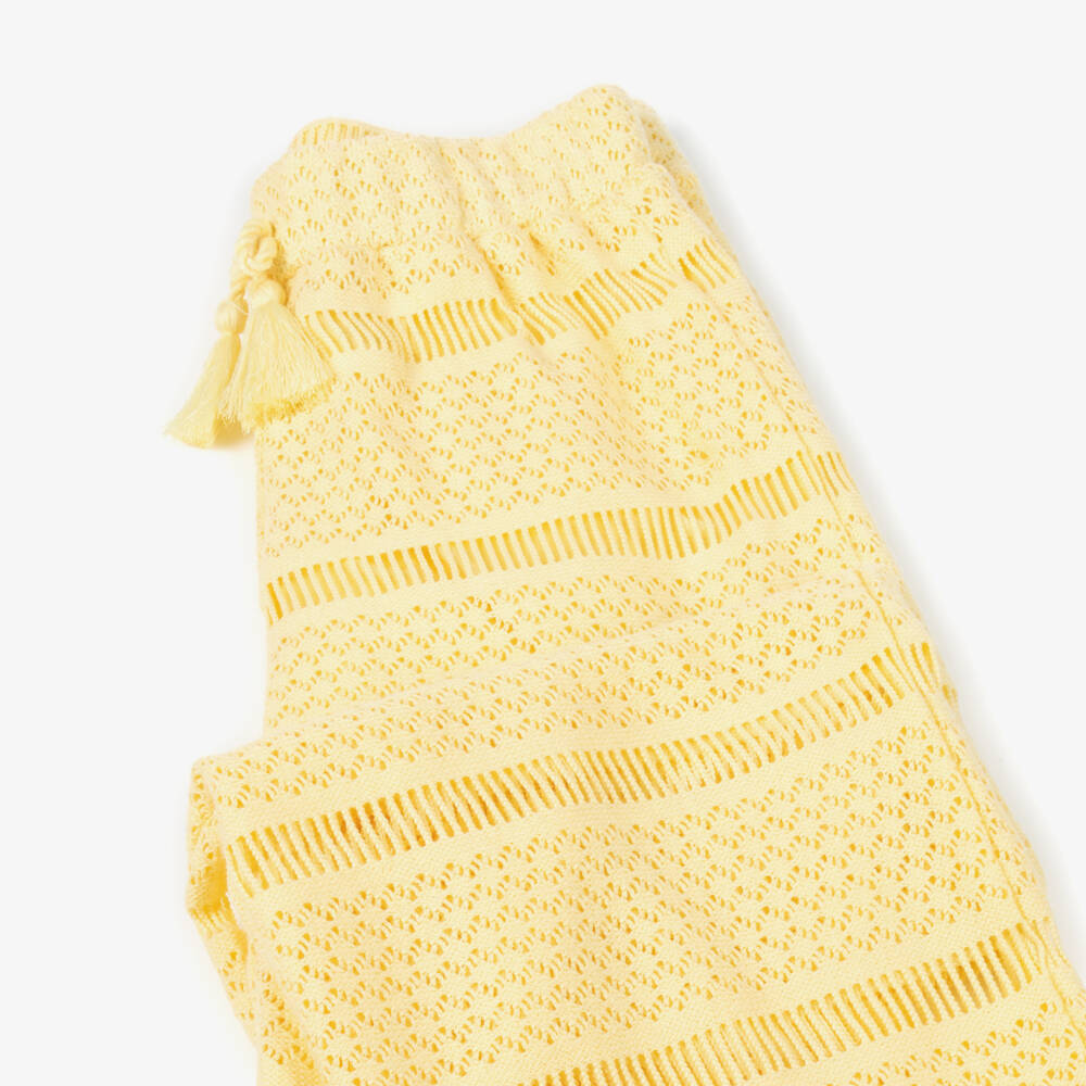 Mayoral-بنطلون كروشيه مقلم لون أصفر للبنات | Childrensalon