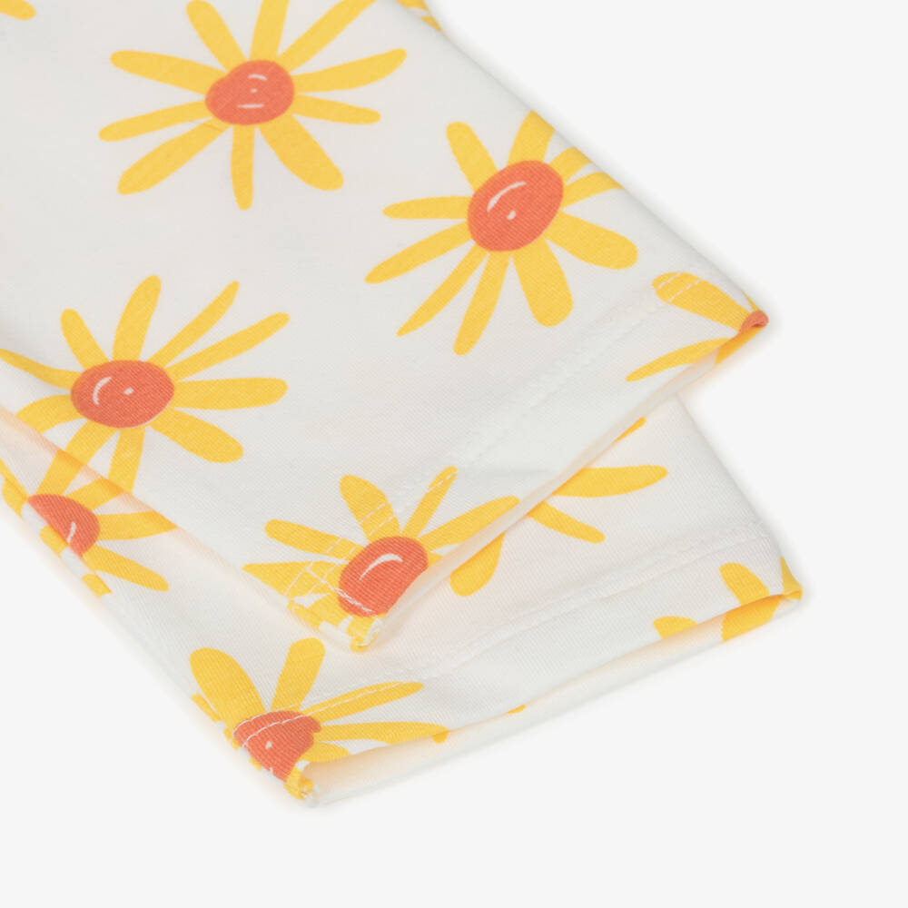 Mayoral-Girls Yellow & White Cotton Jersey Sunshine Leggings Set | Childrensalon