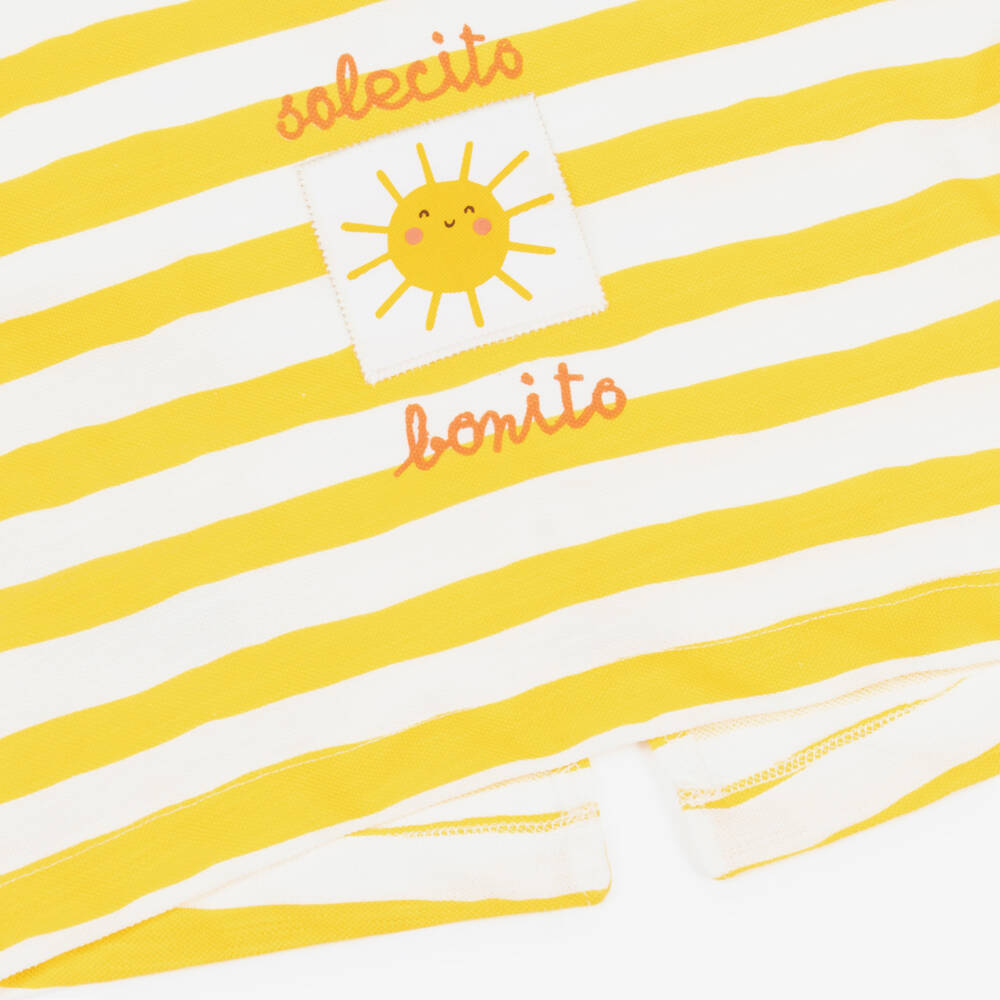 Mayoral-Girls Yellow & White Striped Cotton Shorts Set | Childrensalon