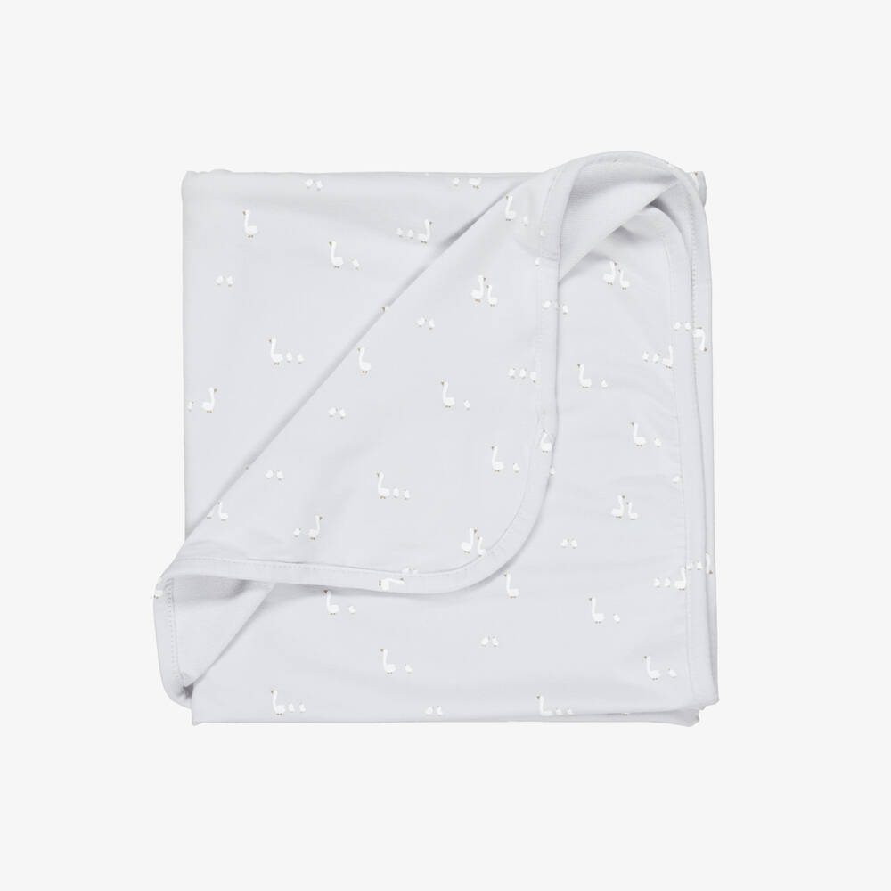 Mayoral Newborn-Grey Jersey Blanket with Mother Duck & Chick Print (90cm) | Childrensalon
