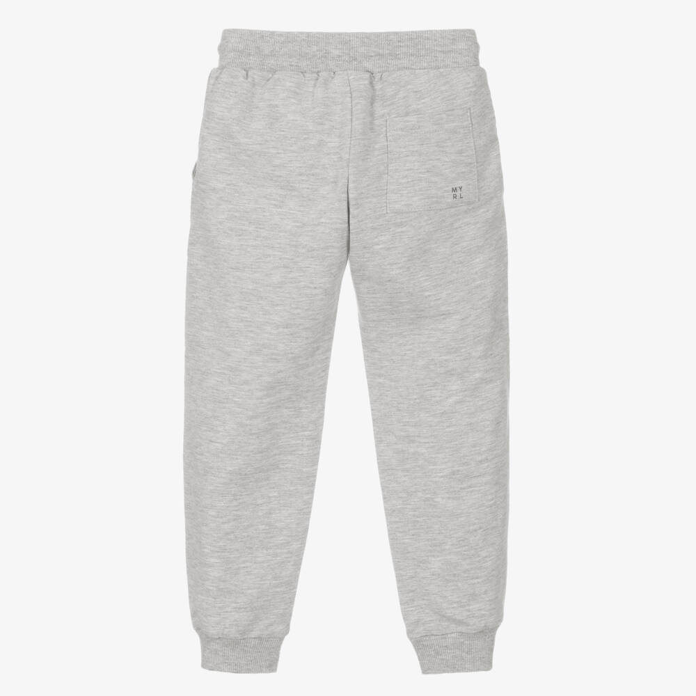 Mayoral-Boys Grey Marl Cuffed Jersey Joggers | Childrensalon