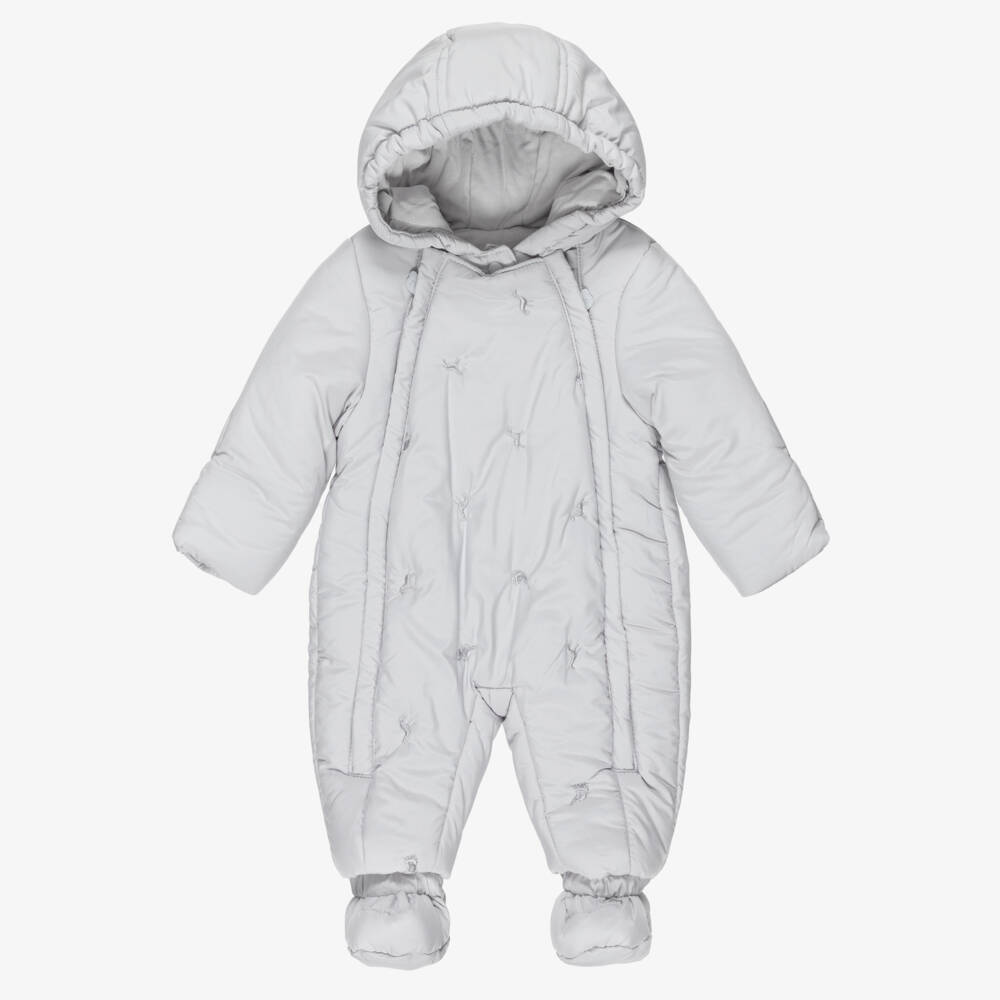 Mayoral Newborn-Grey Safari Animals Baby Snowsuit | Childrensalon