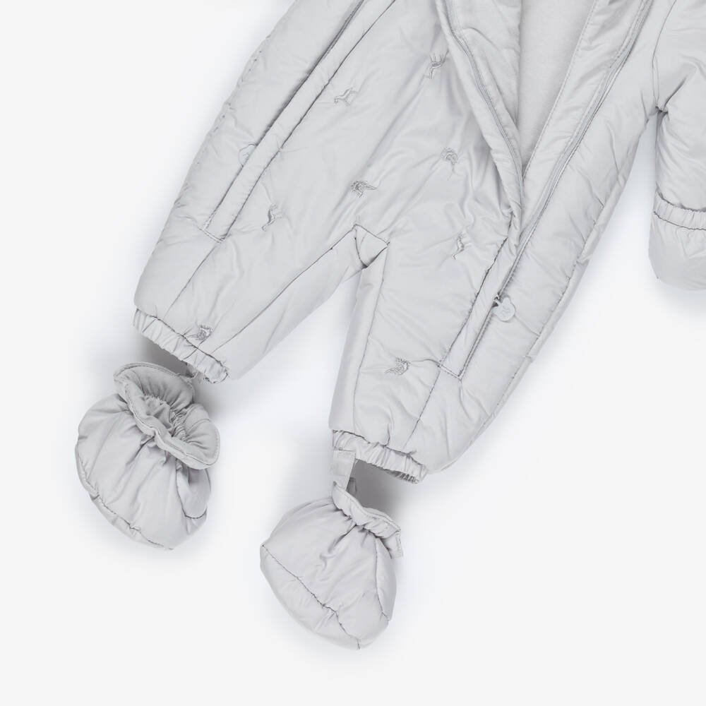 Mayoral Newborn-Grey Safari Animals Baby Snowsuit | Childrensalon