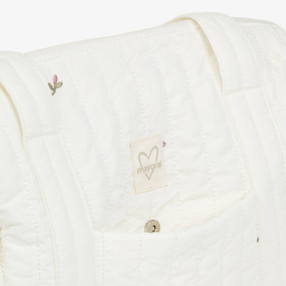 Mayoral Newborn-Ivory Baby Changing Bag with Floral Embroidery (38cm) | Childrensalon