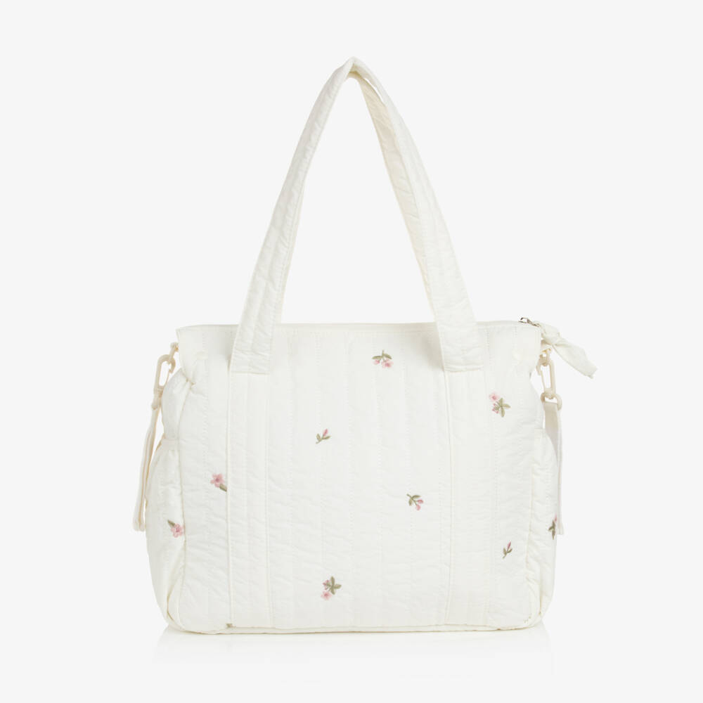 Mayoral Newborn-Ivory Baby Changing Bag with Floral Embroidery (38cm) | Childrensalon