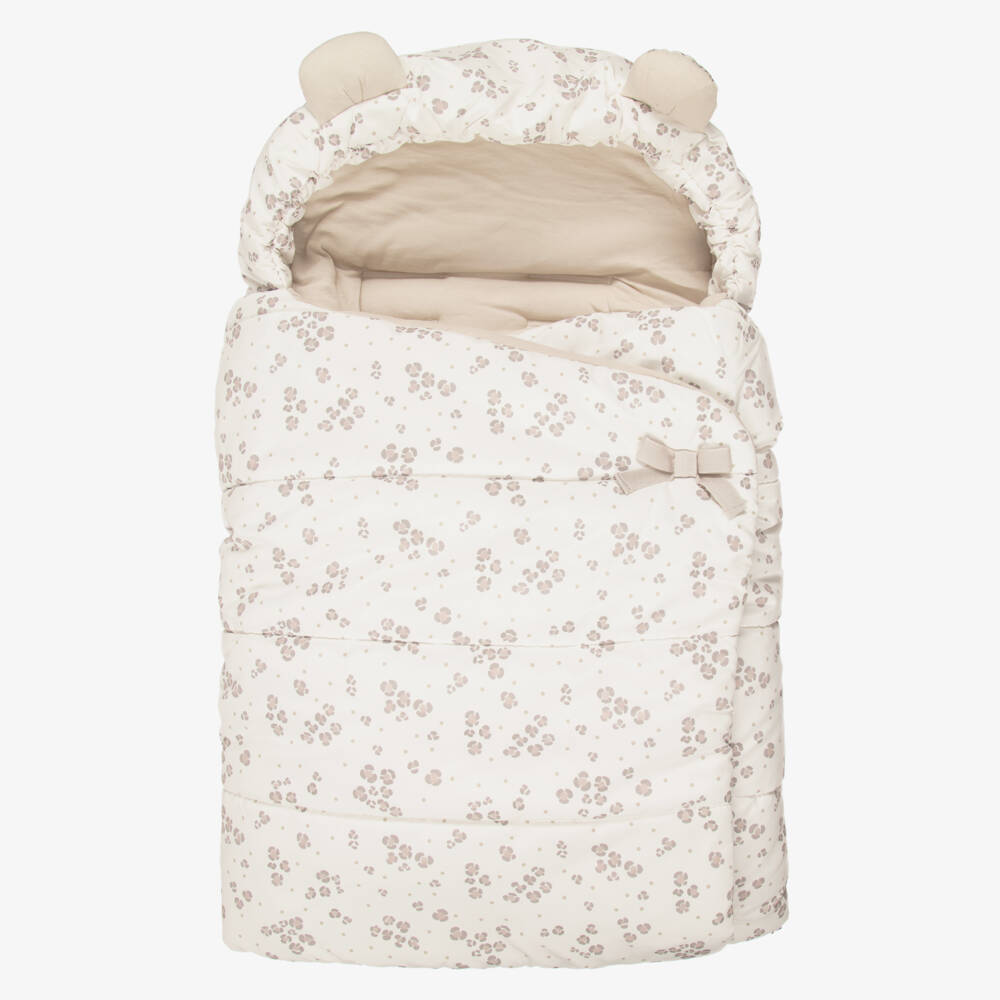 Mayoral-Ivory & Beige Floral Print Baby Nest (70cm) | Childrensalon