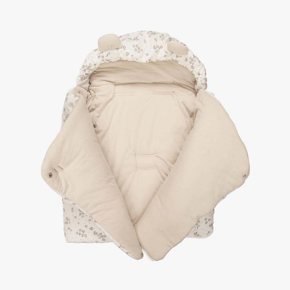 Mayoral-Ivory & Beige Floral Print Baby Nest (70cm) | Childrensalon