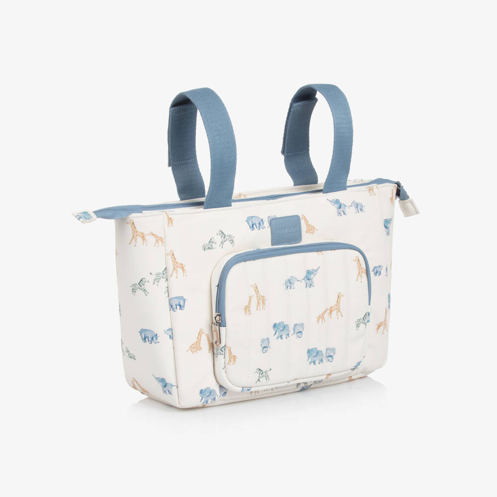 Mayoral Newborn-Ivory & Blue Faux Leather Stroller Changing Bag (36cm) | Childrensalon