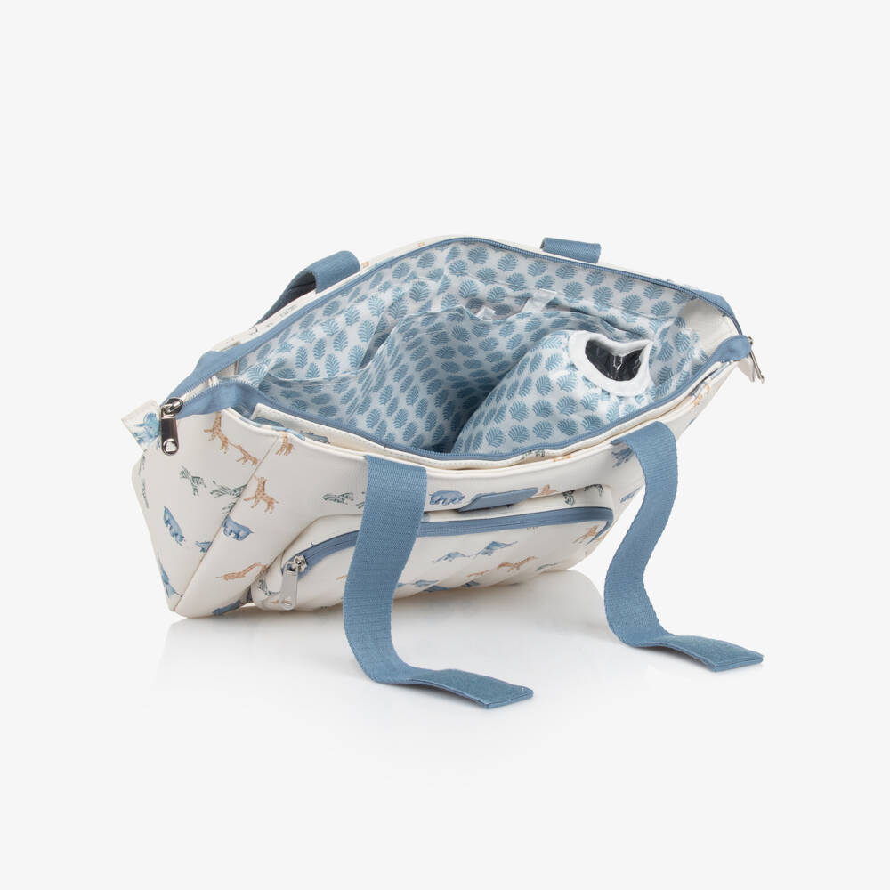 Mayoral Newborn-Ivory & Blue Faux Leather Stroller Changing Bag (36cm) | Childrensalon