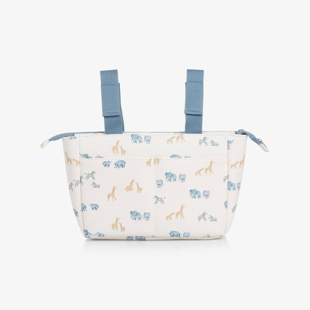 Mayoral Newborn-Ivory & Blue Faux Leather Stroller Changing Bag (36cm) | Childrensalon
