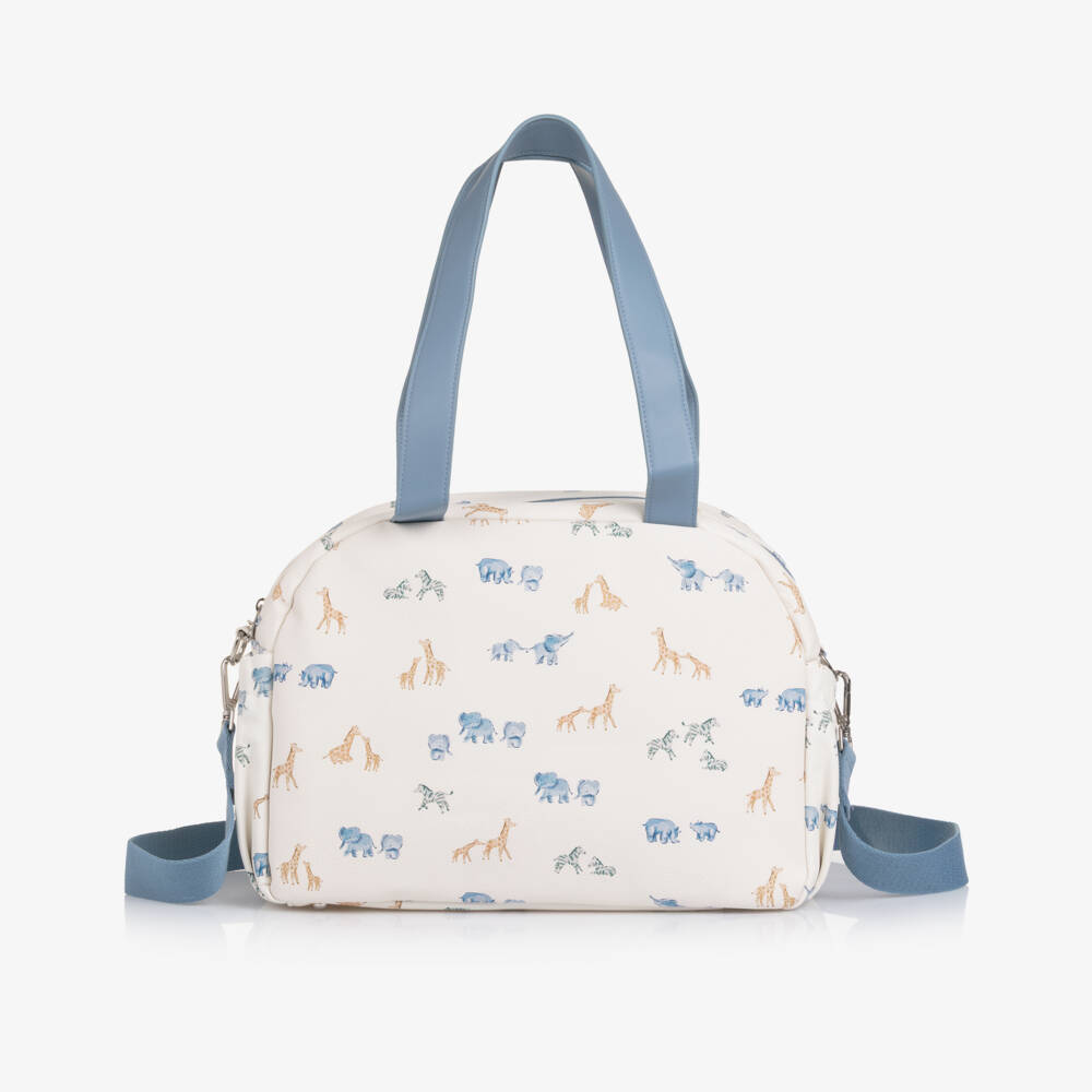 Mayoral Для новорожденных-Ivory & Blue Safari Faux Leather Changing Bag (36cm) | Childrensalon