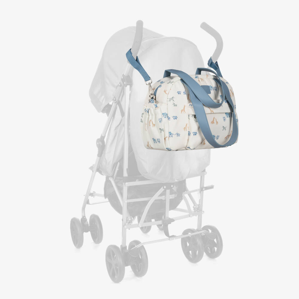 Mayoral Для новорожденных-Ivory & Blue Safari Faux Leather Changing Bag (36cm) | Childrensalon